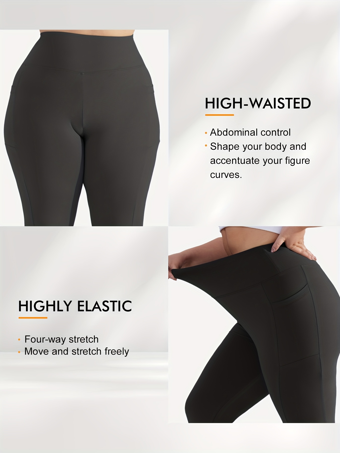 Women'S High-Waisted Side Pockets 7-Inch Pants - Stretchy, Comfortable, and Stylish for Spring/Summer/Fall - Solid Color, Slim Fit, Side Pockets for Everyday Comfort, Casual Wear Pants | Highwaisted Leggings | Stretchy Fabric