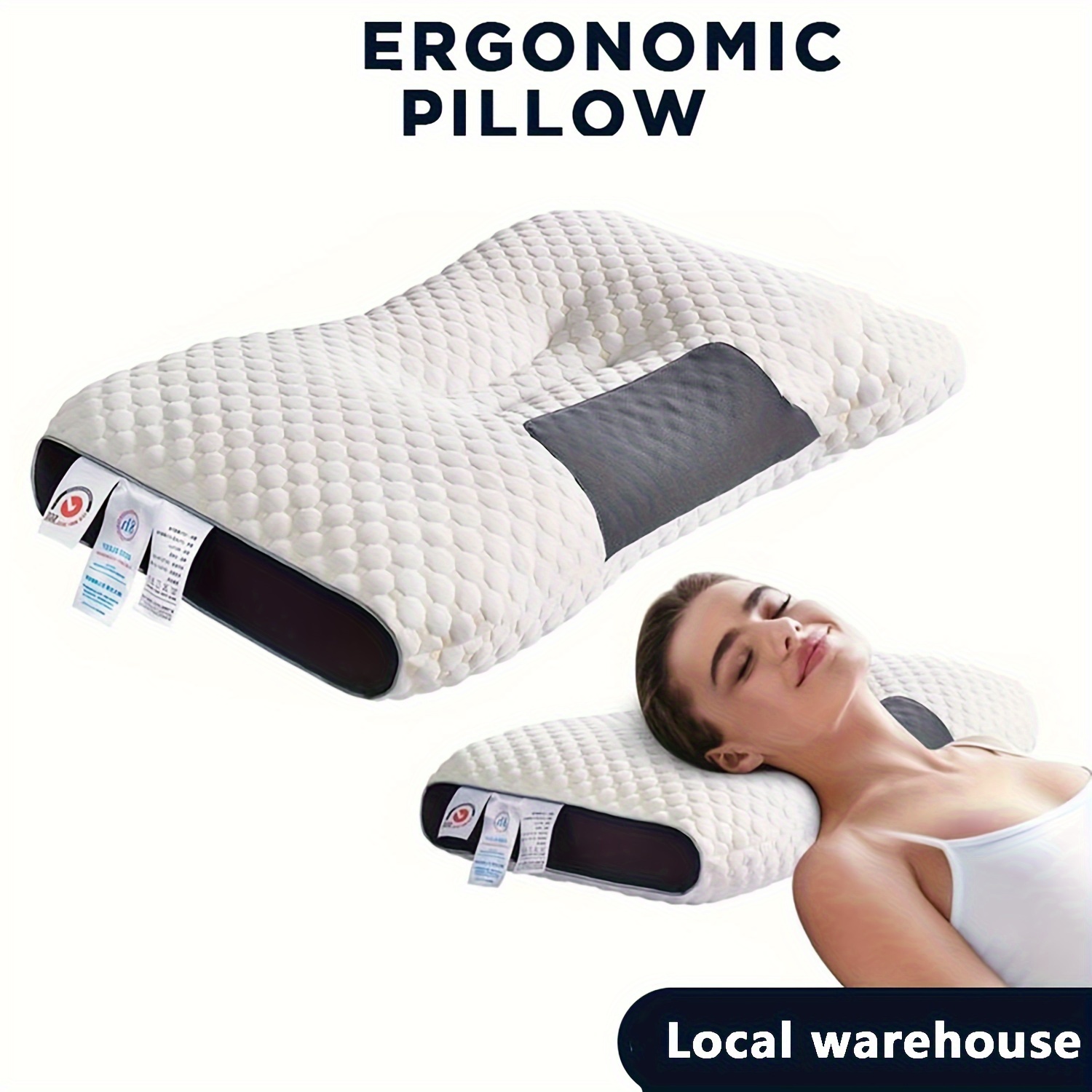 

1 Pcs 3 D Ergonomic Pillow Viral Microfiber Traction Neck Support Soft Piping Washable Premium Pillows
