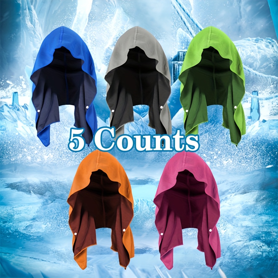 5 Cooling Hoodie Towel- Hood Towel, Evaporative Cool Technology, Instantly When Wet, Your Head To , Great For Sports, Fitness, Gym