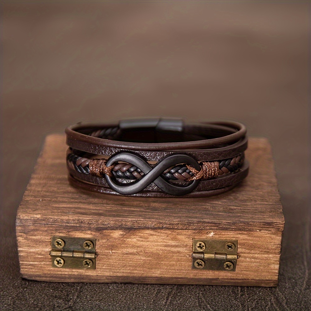 E-shop 1 Stück Western Style Matt Schwarz H-förmiger Magnetverschluss Kunstleder Armreif Armband Herrenmode Schmuck Armreif