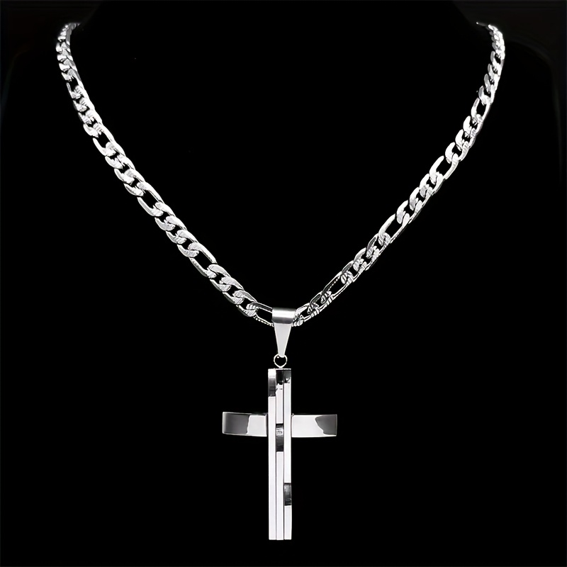 Men's Hip Hop Cross Layered Pendant Necklace