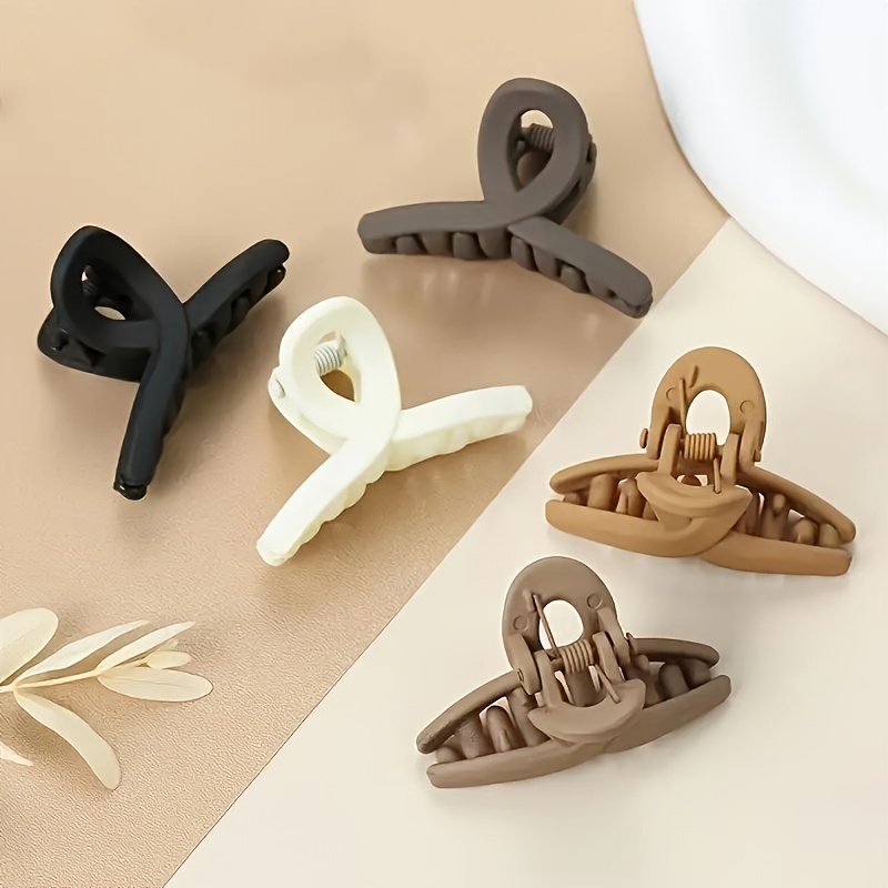 

Elegant Minimalist Matte Hair Clips - Plastic Oblong Claw Clasps With Design For Hairstyling, Solid Color, Suitable For Teens And Adults, Single Piece - Valentine' For Middle Eastern Style