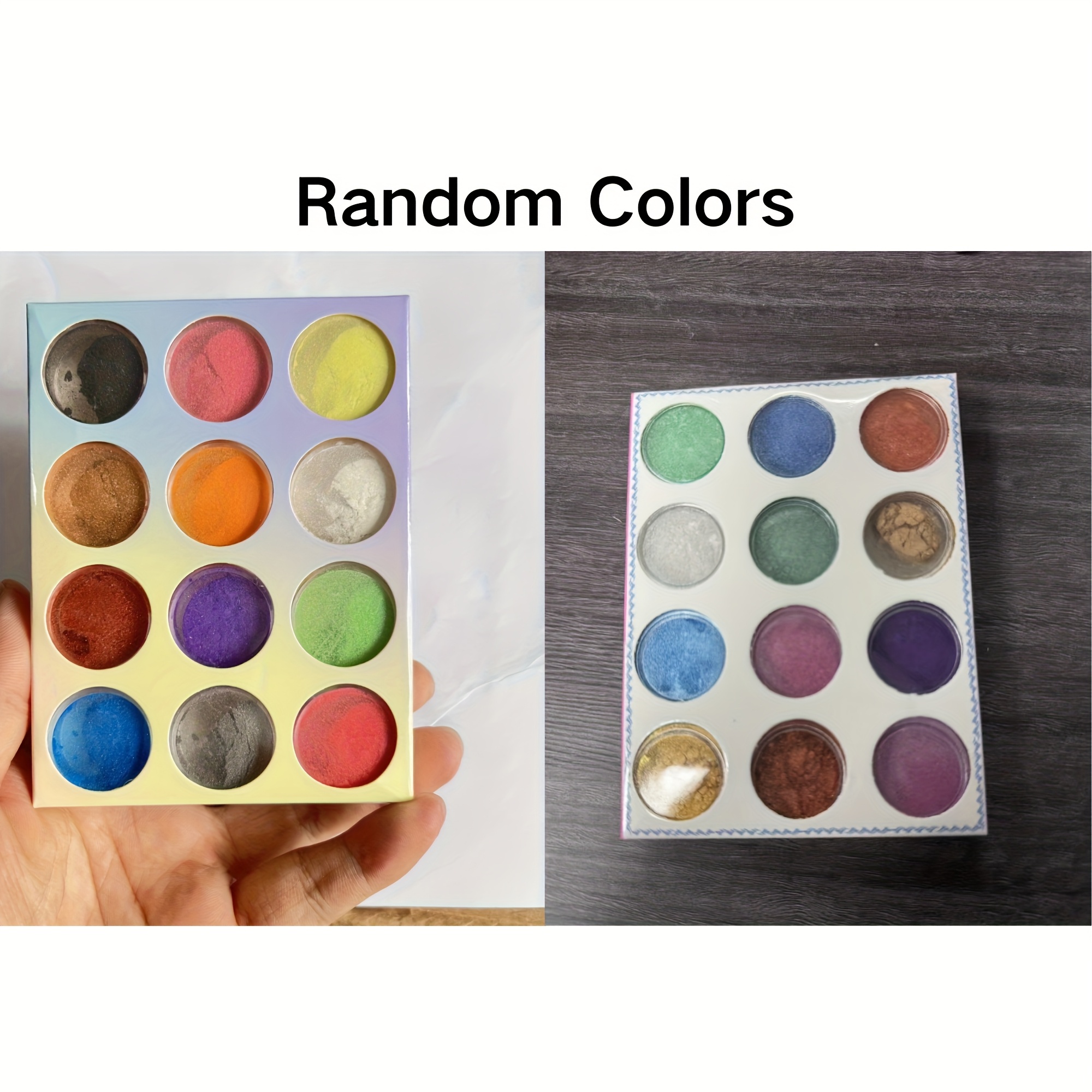 Image of 12 Colors/set Vibrant Random Colors Pearlescent Mica Mineral Powder For Epoxy Resin Dye, Jewelry Crafts Making Additions, Non-toxic, And Long- Pigment