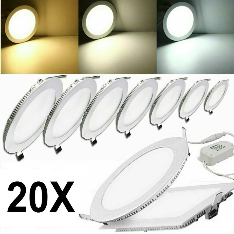 

20pcs Of 3w, 6w, 9w, 12w, 15w, 18w, And 24w Led Recessed Lights, 6500 K Recessed Lights For Bathroom And Hallway Ceiling Spotlights.