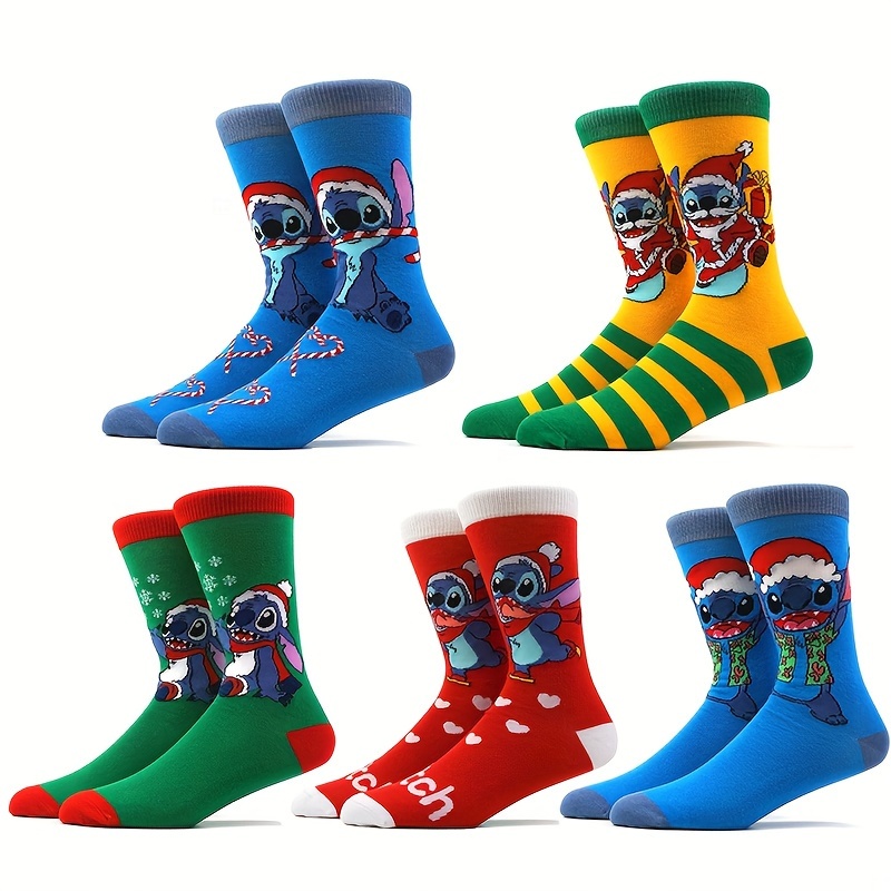 

5 Pairs Of Neutral Casual Christmas Cartoon Socks Cute Animal Cartoon Interesting Soft Socks Interesting Socks Holiday Gift Socks