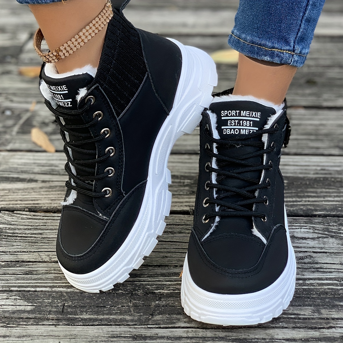 womens winter velvet warm snow boots thick soled non slip wear resistant high   shoes black cn35 eu35 6