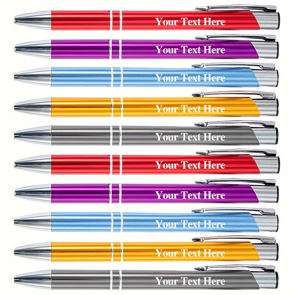 

10 stylos à métalliques multicolores et nom personnalisés et -stylo , rétractable moyenne - une utilisation quotidienne