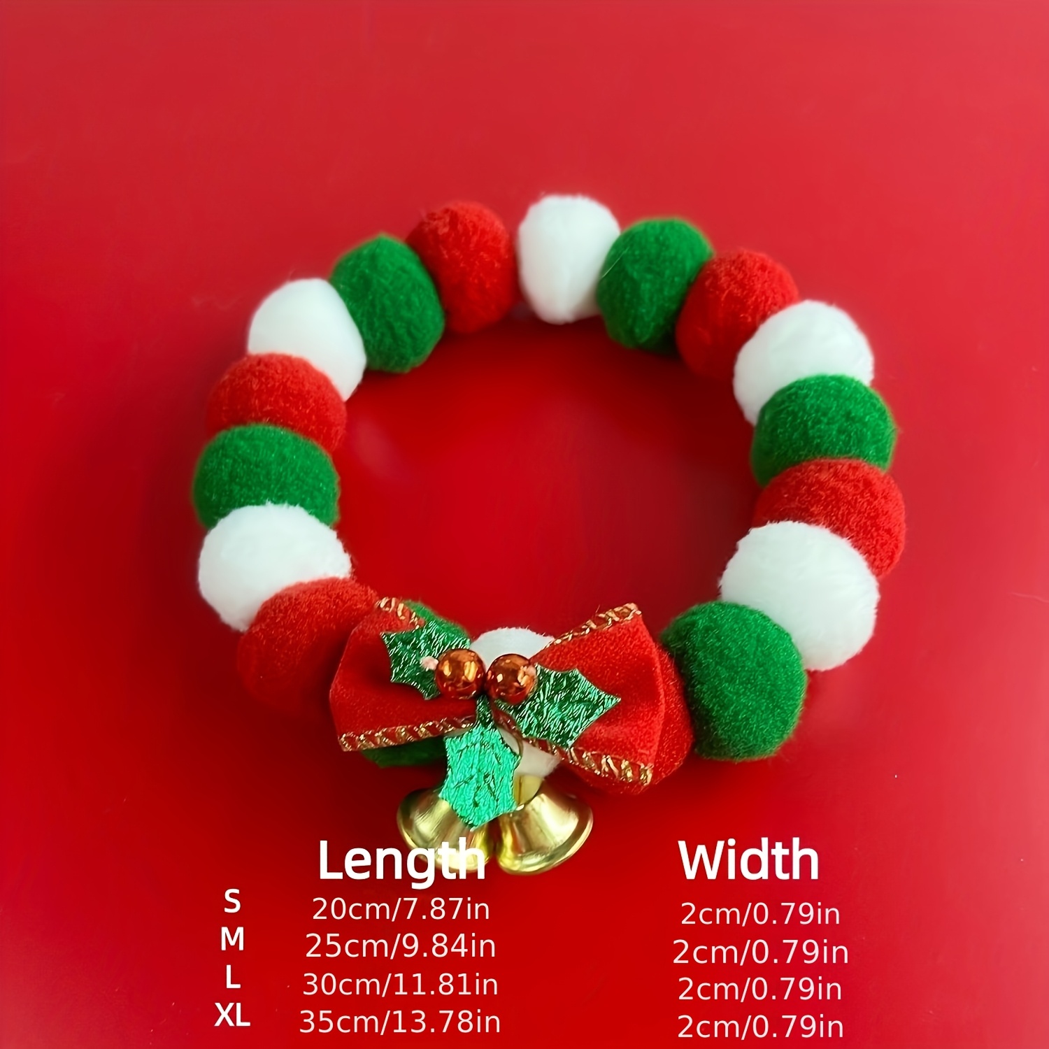 christmas bell long plush ball pet collar winter christmas     clothing accessory without battery Product details 3