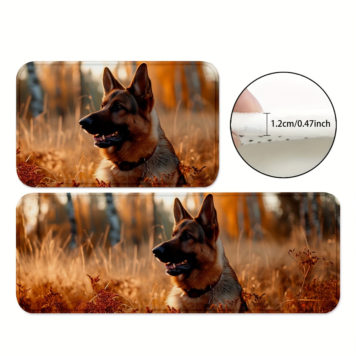

1pc/2pcs, German Shepherd Kitchen Mats, Non-slip Rugs, Water Absorbent Carpet For Playroom, Classroom, Bathroom, Dining Table, Kitchen