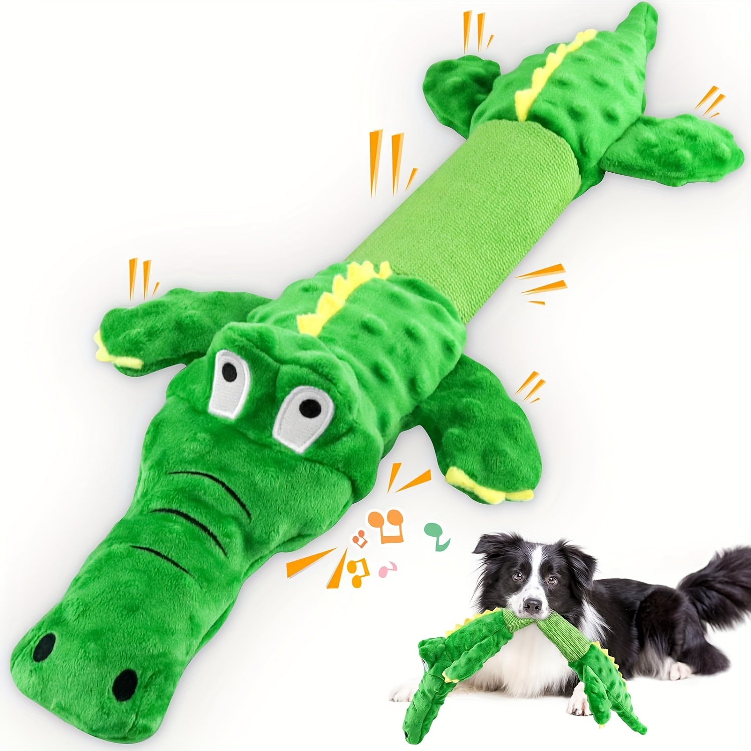 

Jouet Interactif pour Chien en Peluche Crocodile Qui Couine - Polyester Durable, Idéal pour Toutes les Races