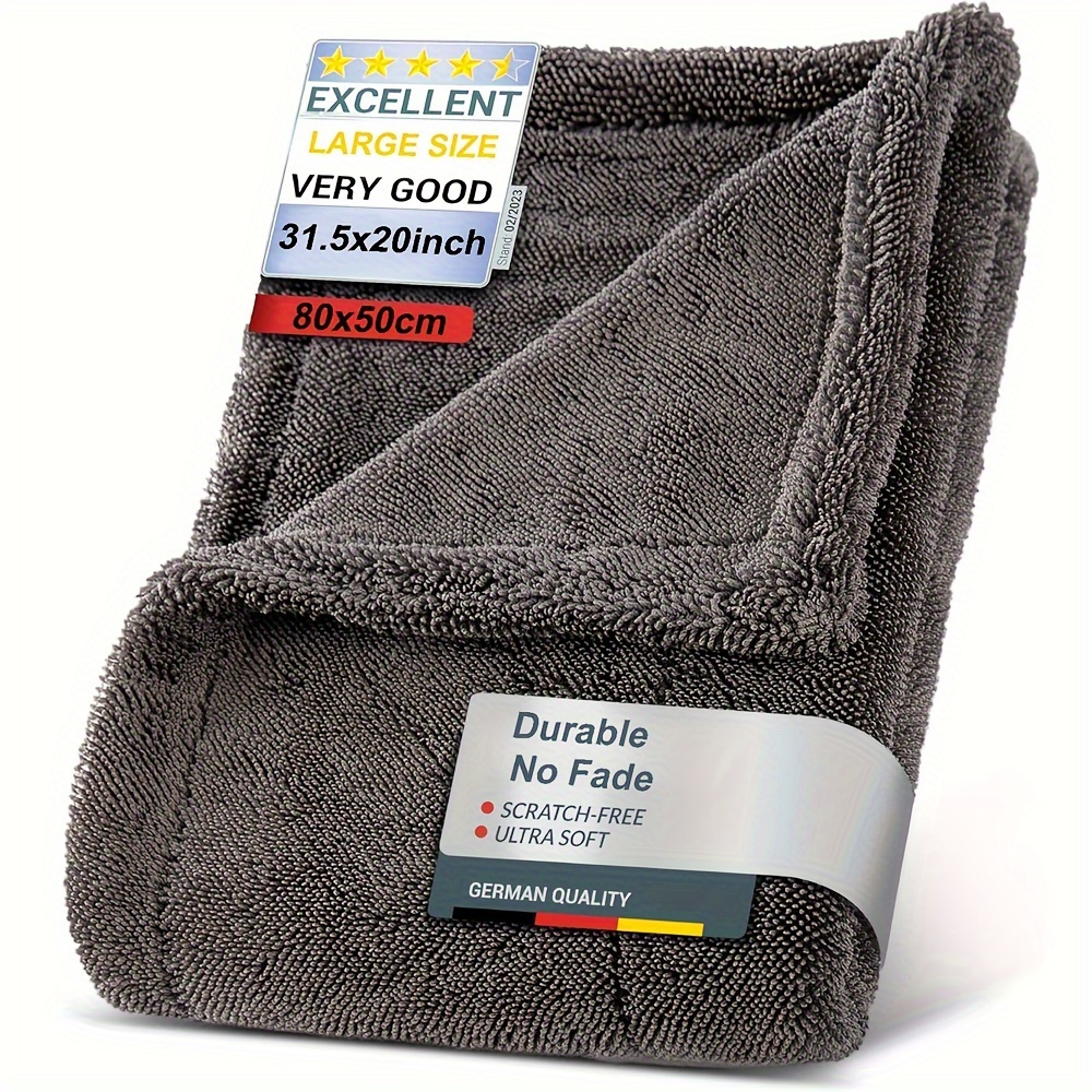 

Microfiber Cleaning Towel, Extra Large And Thick, Scratch-free And Non-fading, Highly Absorbent With Special Twist Fiber, Ideal For Car Detailing And Sensitive Surfaces, Single Pack, 31.5x20 Inch