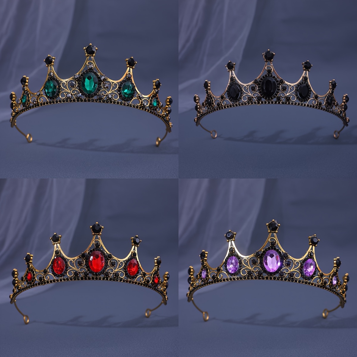 

1pc Couronnes de princesse pour adultes, diadème de style vintage de luxe, couvre-chefs de mariée d' en strass, accessoires de cheveux de mariage à la mode