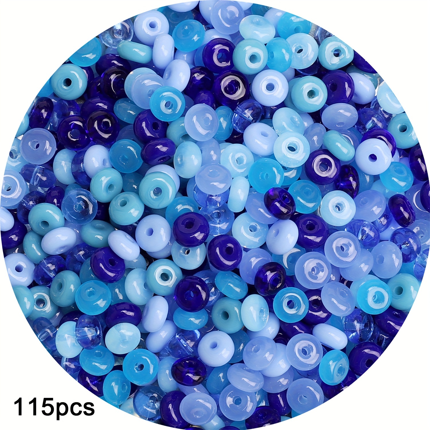 TEMU 2D Plat - 115pcs Perles de roue en verre de 6 mm de couleurs mélangées aléatoirement - Perles rondes plates vibrantes de couleur bonbon pour la