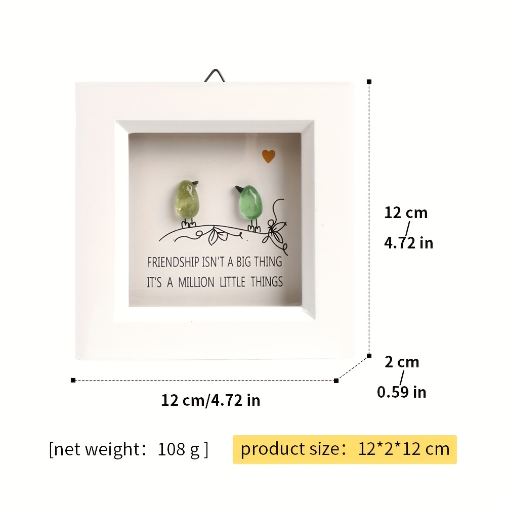 Image of 1pc, Sea Glass Art Cute Bird Specimen Wooden Photo Frame, Creative Decoration, Style, , Room, Kitchen, Yard, Wall Decoration, Best Friend Gift, Birthday Gift