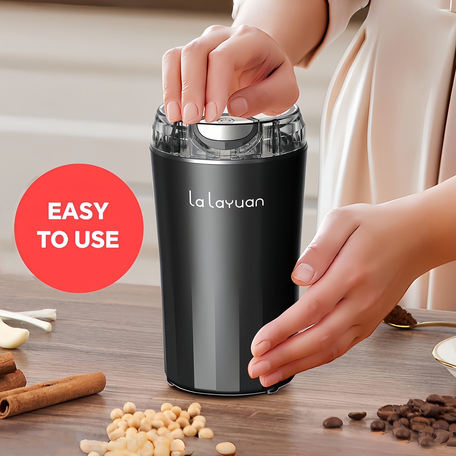 

80g/2.8oz/12 Cups Grinder Electric, With Brush , 200w Powerful Spice Grinder Electric, Grain Mills, Coffee Grinder, Food Mixer Fresh Spices , Push-button With Stainless Steel Cup