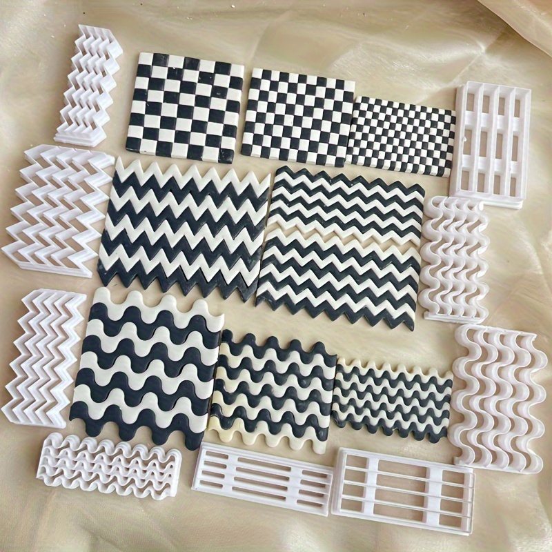

Diy Soft Clay Mold Kit For Earrings, Brooches & Pendants - Checkerboard Wave Pattern | High Precision Crafting Tool For Creative Jewelry Making