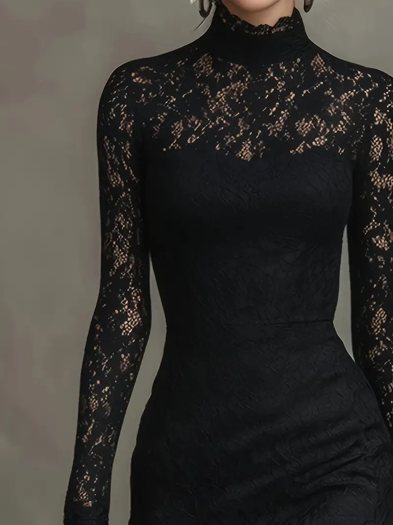 black lace high neck fishtail midaxi dress Plunge Underwired Cut Out Front Fishtail Maxi Dress In Black Lace | EGO EU