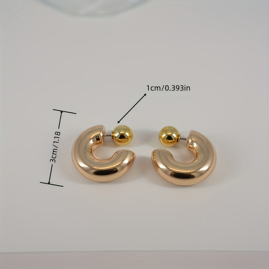 Modern C Shape Dangle Earrings with Golden Accents