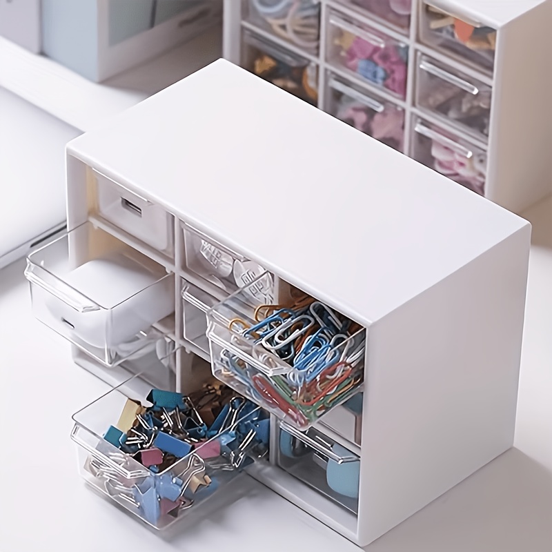 1 Desktop Plastic Storage Box With 9 Mini Drawers, School Teacher Toolbox Office Supplies Storage Box, Small Items Sundries Storage Box, Hairpin/sticker/handmade Jewelry Storage Box