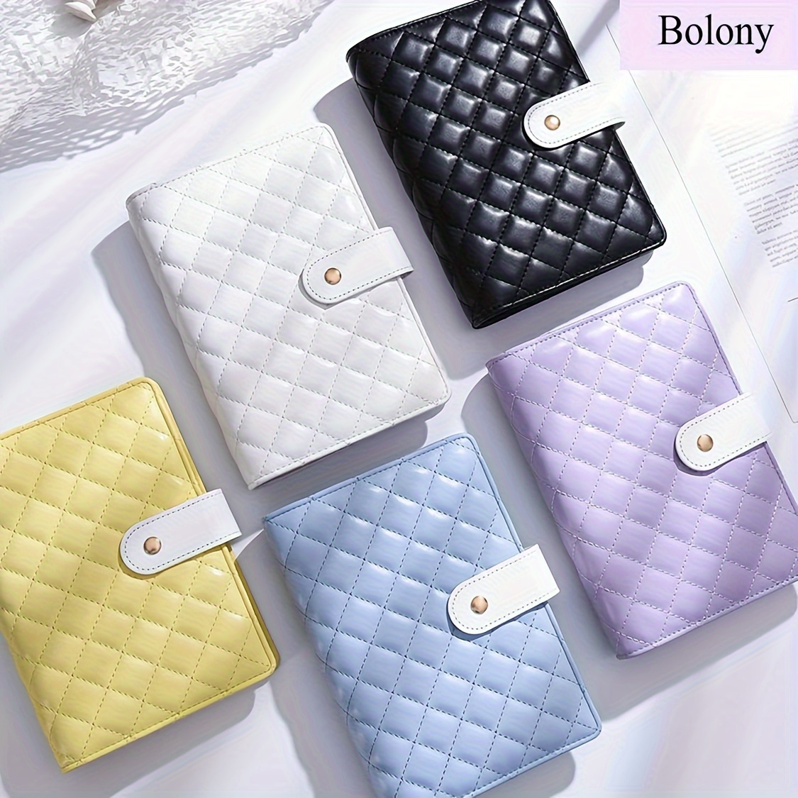 

Bolony A6 Diamond-shaped Lattice Macarons Budget Binder For Cash Stuffing With Envelopes P Purple Blue Yellow Black White For Selection Monthly Saving Challenge Kit Budgeting Planner