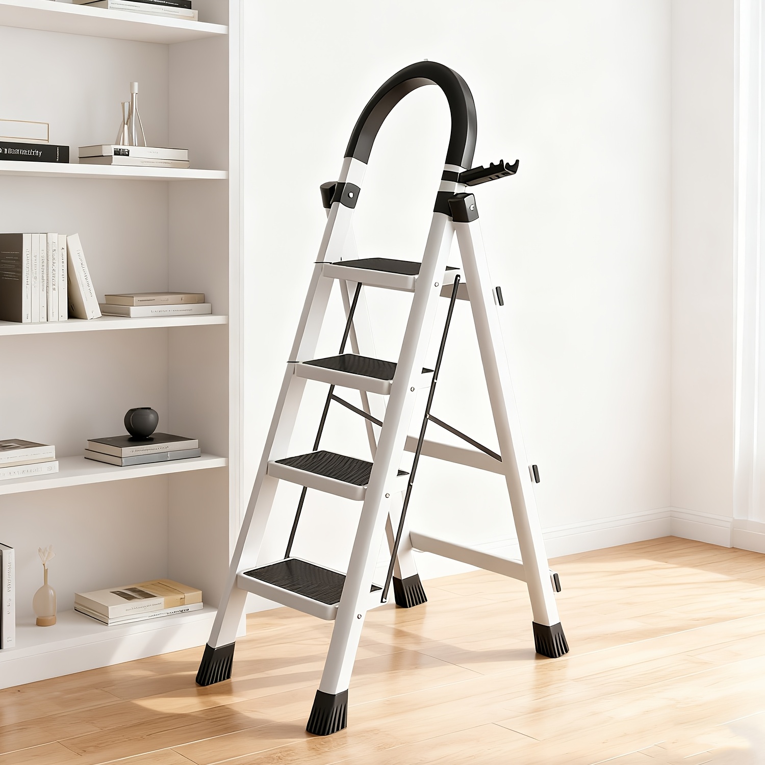 TEMU Marchepied Pliant en Acier Inoxydable, Tabouret Portable Multifonctionnel avec Large Pédales Antidérapantes, Léger, Durable , Facile à