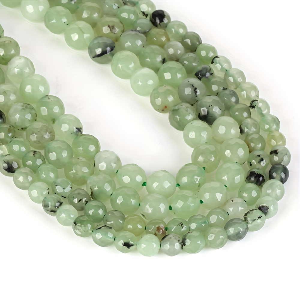 

Green Prehnite Jade Beads For Jewelry Making - Faceted Natural Stone, Round Loose Spacer Beads In Sizes 4mm-10mm, Diy Bracelet & Necklace Supplies, 15" Strand