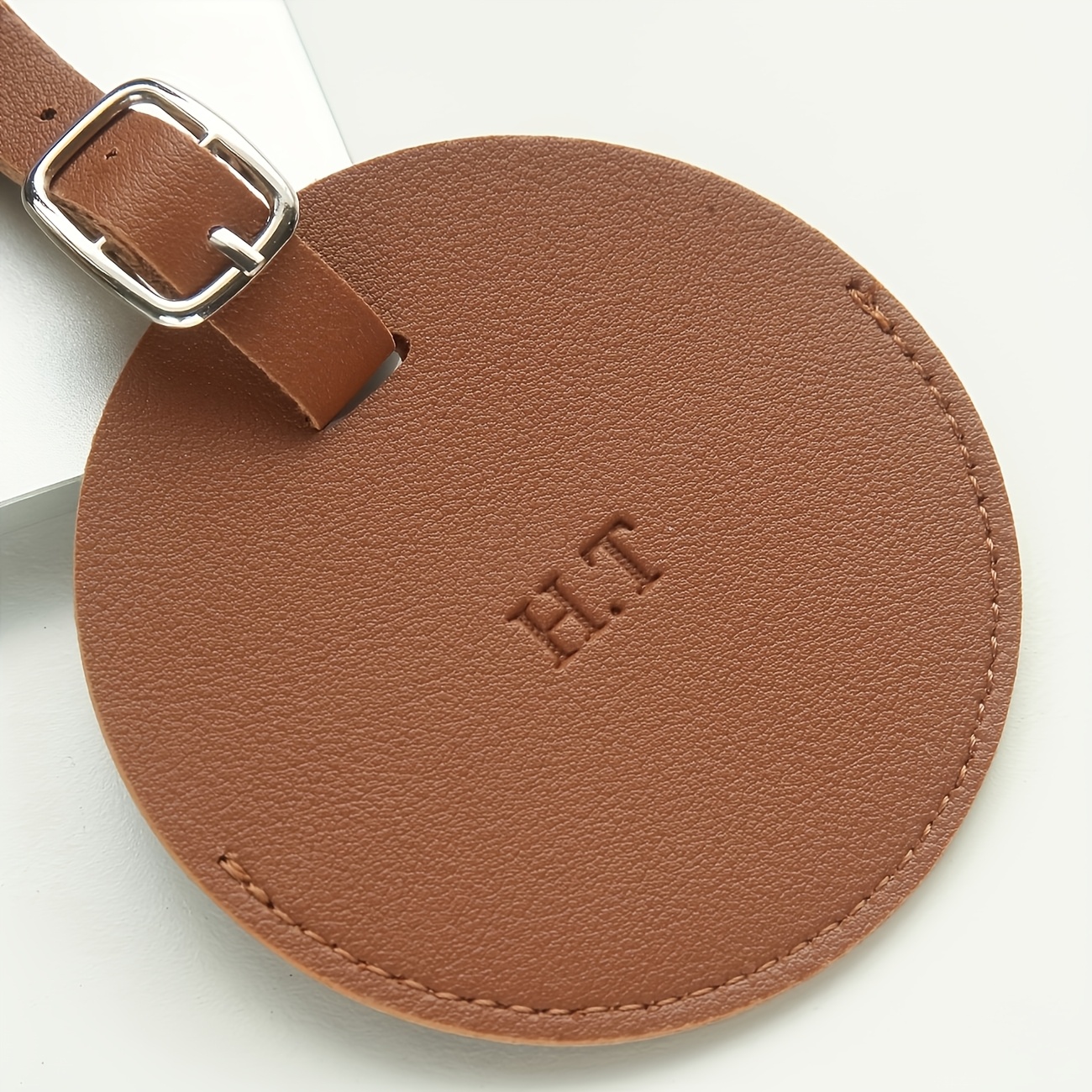Personalized Round Luggage Tag with Initial, Custom Travel Accessory