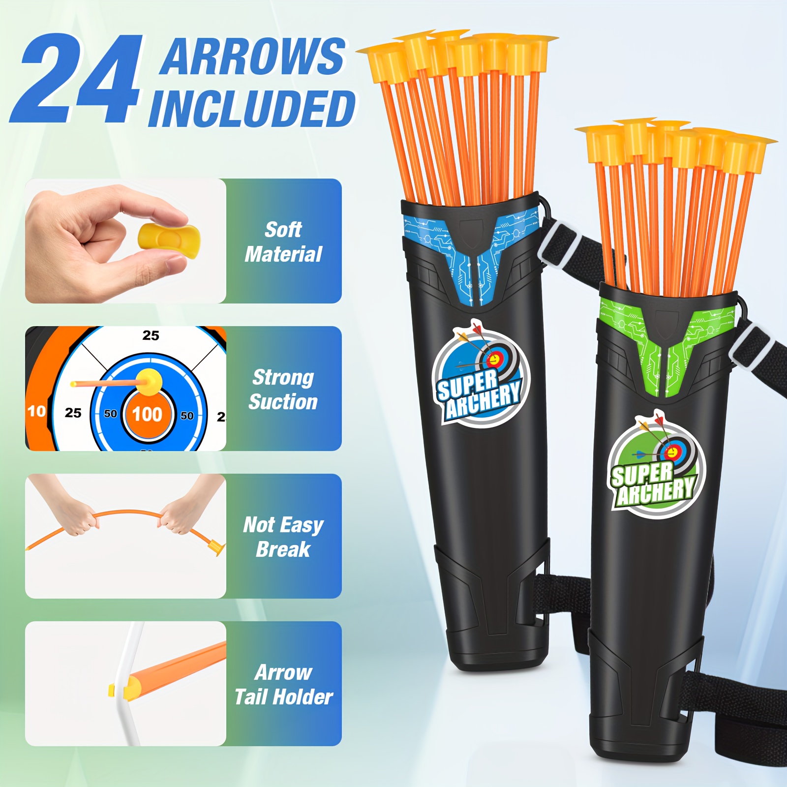 2 pack bow and arrow led luminous archery set indoor outdoor sports gift multiple for boys girls ages 3 12 christmas halloween thanksgiving gifts Product details 4