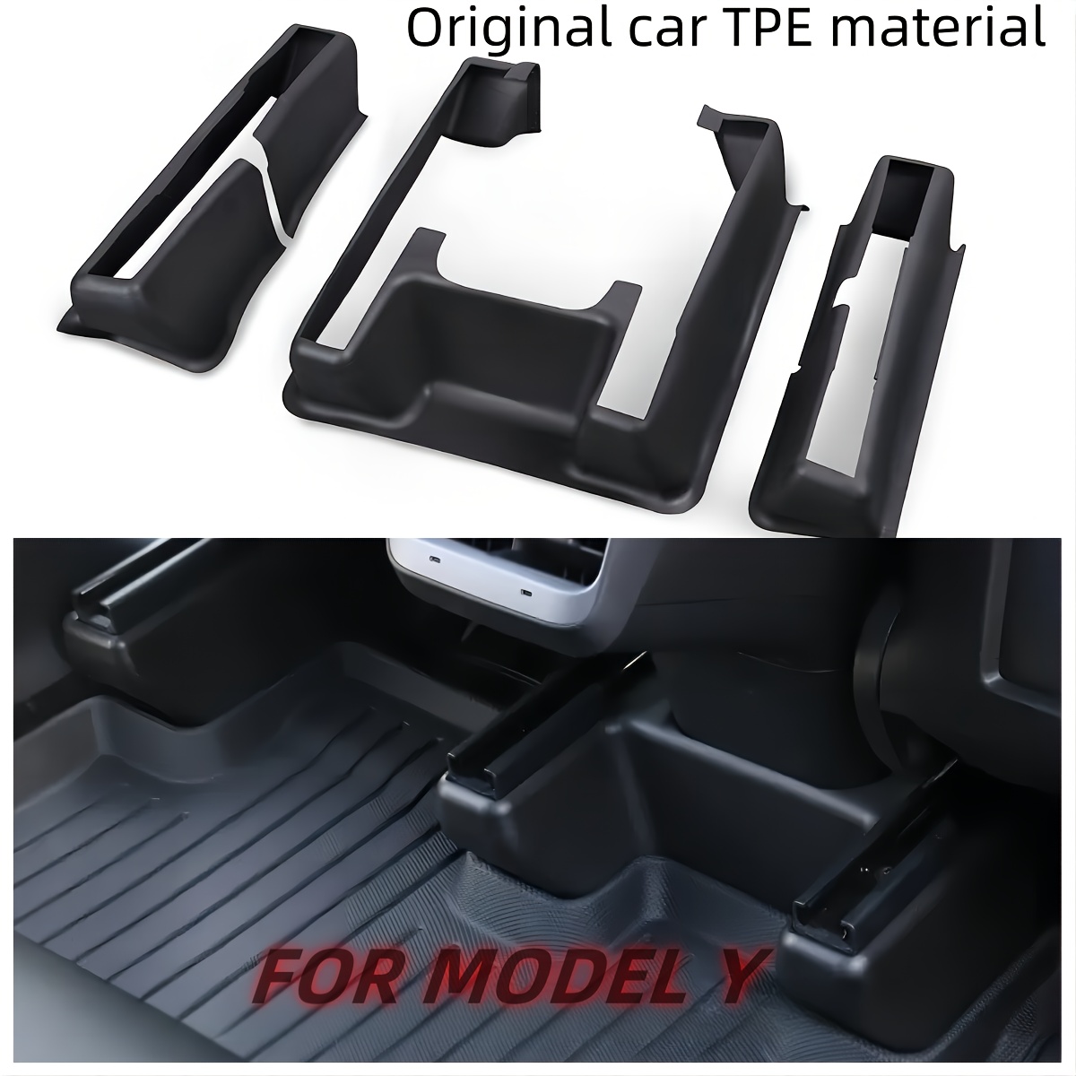 Für Tesla Model Y Sitze Rückenprotektor Anti-Kick TPE Matte Sitzbezug &;  Kofferraummatten-Set, Kofferraumteppich, Ladung