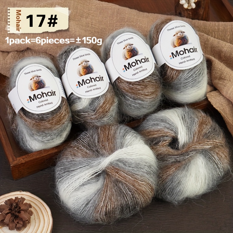 E-shop 6-fach Garn, neues Mohair, farbiges Mohair, Farbverlauf-Mohair, farbiger Verlaufsfaden, zum Stricken von Pullovern, Häkeln von Schals,