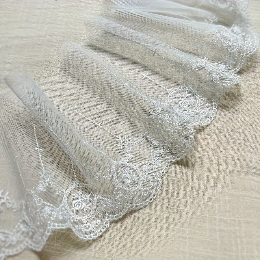 TEMU Handmade Clothing Accessory, Rose Embroidery, Lace Width 13cm