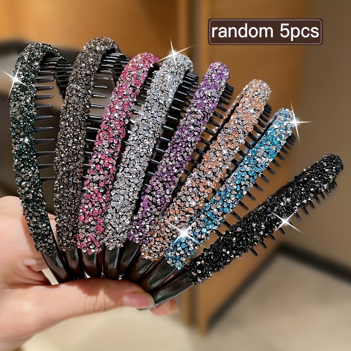 TEMU Random 5pcs Women's Multicolor Gorgeous Headbands, Vintage Elegant Style, With Teeth For Non-slip Design, Hair Accessories, Accessories, Women's