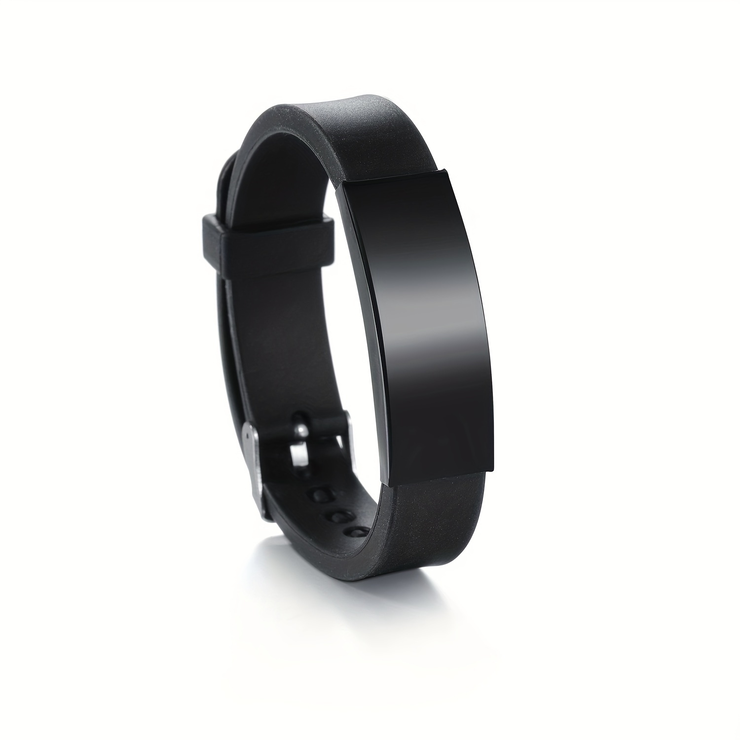 Image of 201 201 Stainless Steel Smooth Silicone Bracelet Retro 201 201 Stainless Steel Silicone Sleeve For Men Pulsera