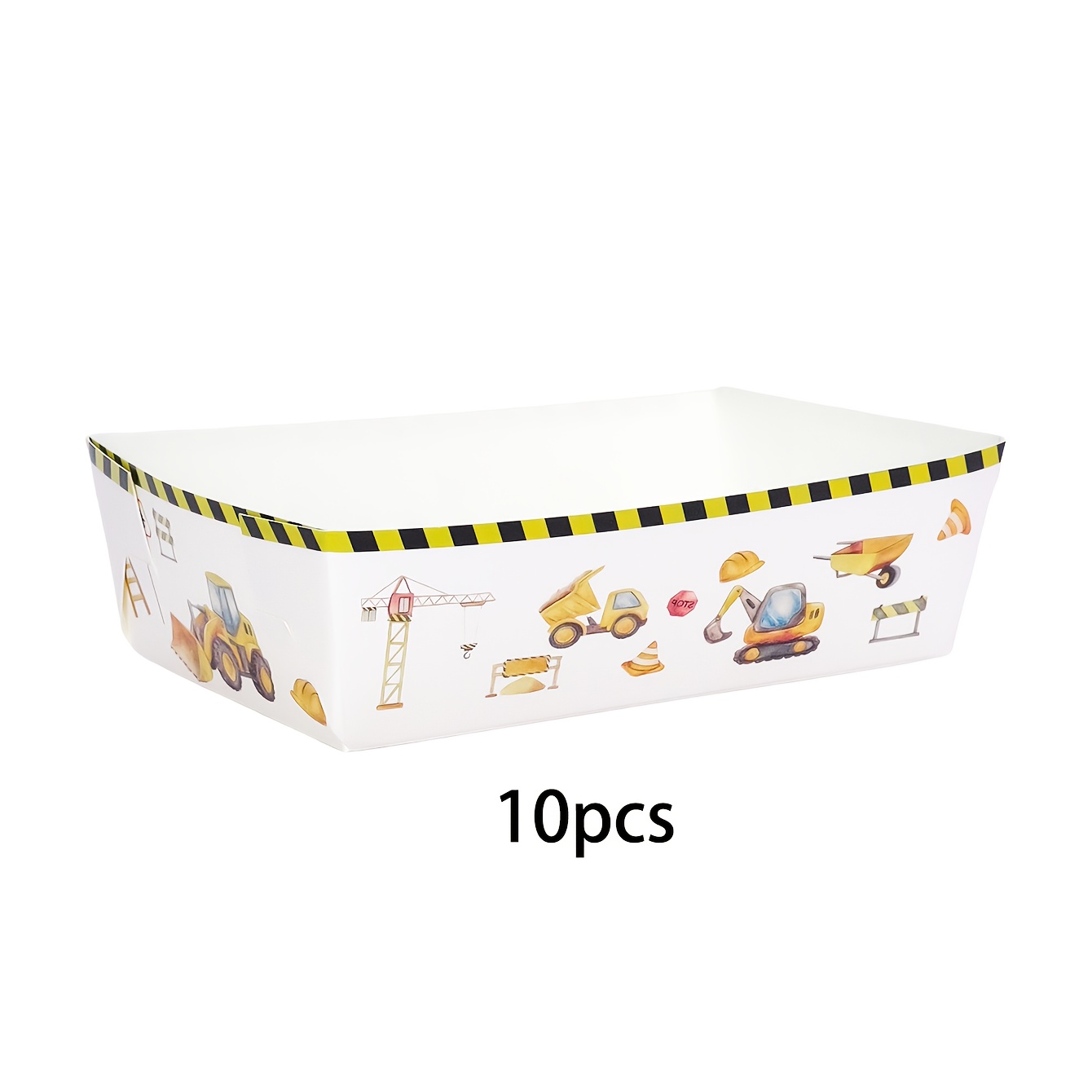 TEMU 10pcs/20pcs/50pcs Construction Party Food Trays Construction Birthday Party Supplies Construction Themed Holders Tray Disposable Serving Trays