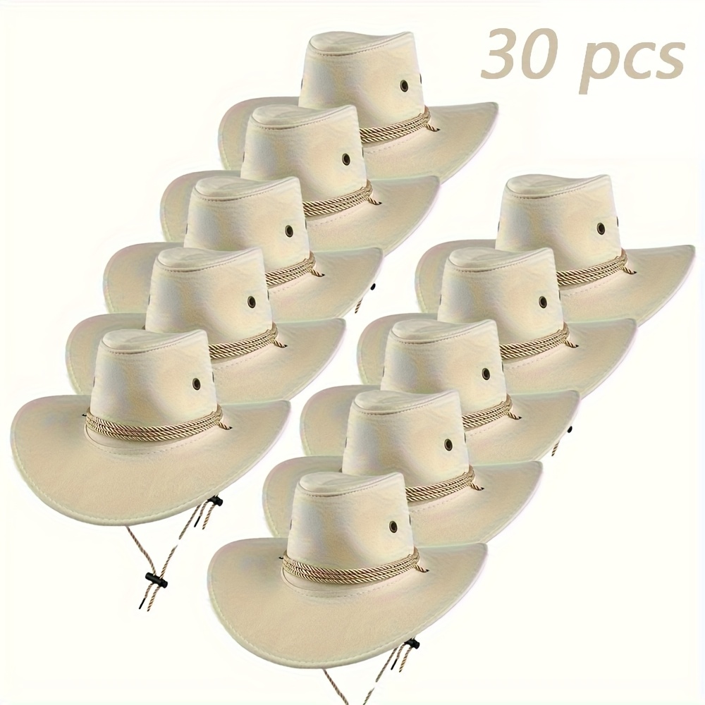 TEMU 30 chapeaux en pour hommes, chapeaux à large bord de couleur unie et respirants, légers et durables, adaptés aux activités de , aux festivals et