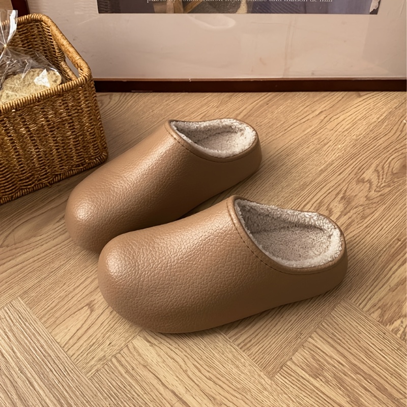 TEMU Winter New -lined Warm Eva Material Indoor Home And Outdoor Plain Colour Comfortable Unisex Couple Soft-soled Thin Shoes, Women Shoes