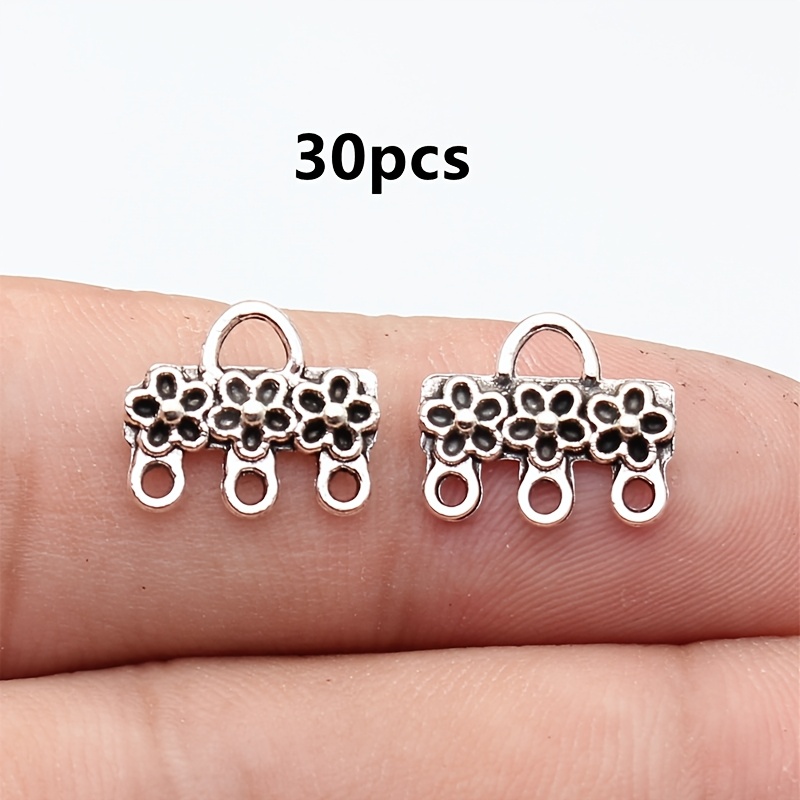 TEMU 30pcs Vintage Flower Connectors, Charm Multi-hole Connectors, Bohemian Jewelry Accessories, Handmade Jewelry Diy For Necklaces, Earrings,