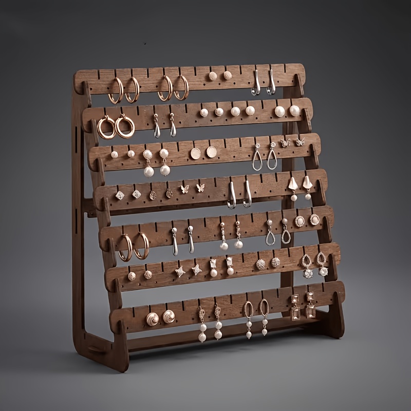 TEMU Earring Display Rack, 7-tier Thin Wooden Earring Storage Rack, Earring Stand, Suitable For Seller Jewelry Storage Rack, Used For Selling Stud