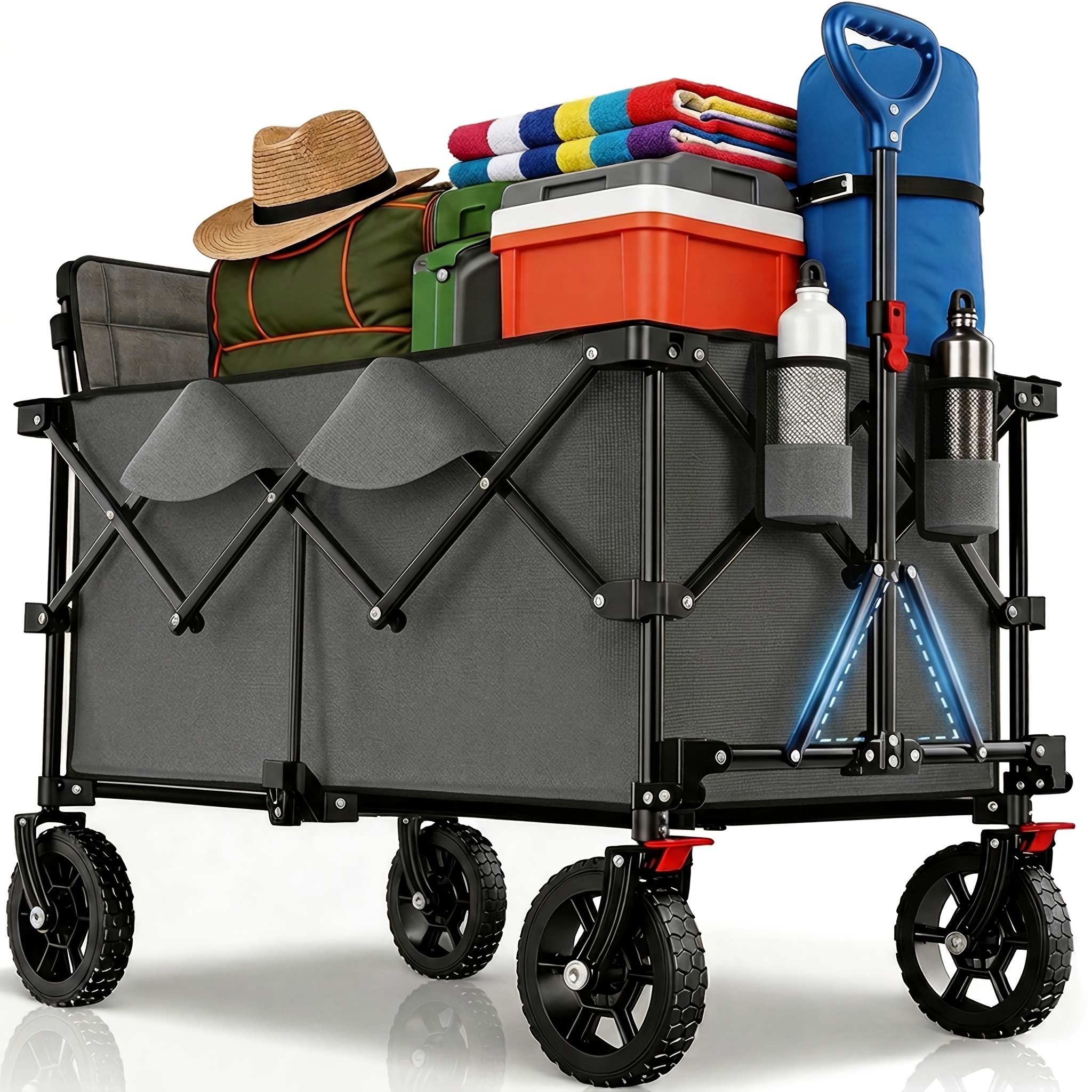 TEMU Carrello pieghevole XXL Plus 200L, capacit� di carico 200KG, carrello pieghevole per uso con freni, carrello pieghevole in quattro direzioni,