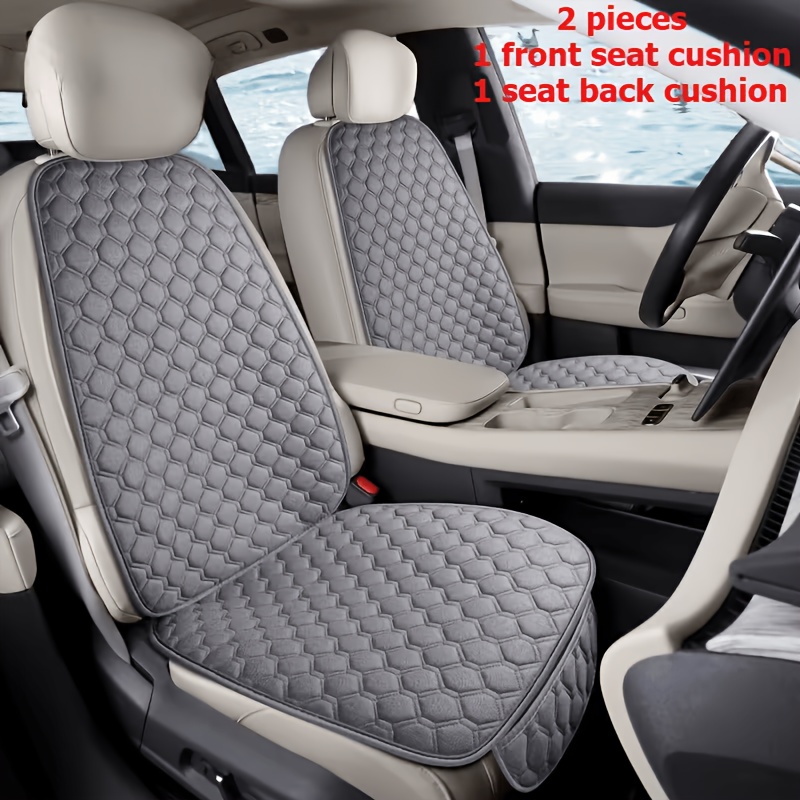 TEMU 2pcs (1pc Front Seat Cushion And 1pc Front Backrest Cushion) [single Front Seat] Linen Texture Car Seat, Light Luxury Durable And Long-lasting,