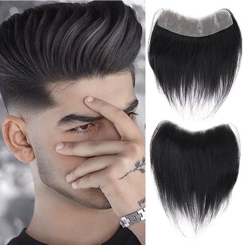 human hair 6 inch seamless hairline topper natural look replacement for forehead fringe hairline hair extension