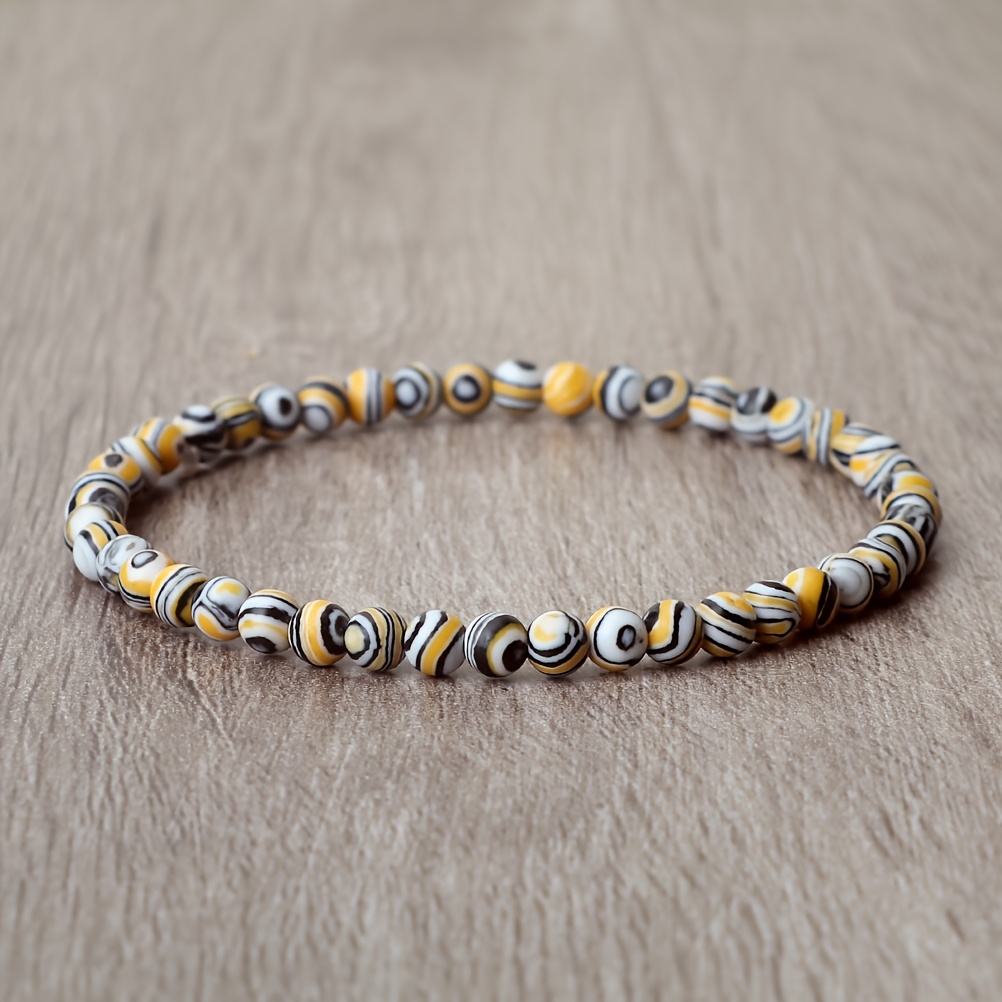 Handmade 4mm Artificial Malachite Bracelet, Prayer & Family Wear