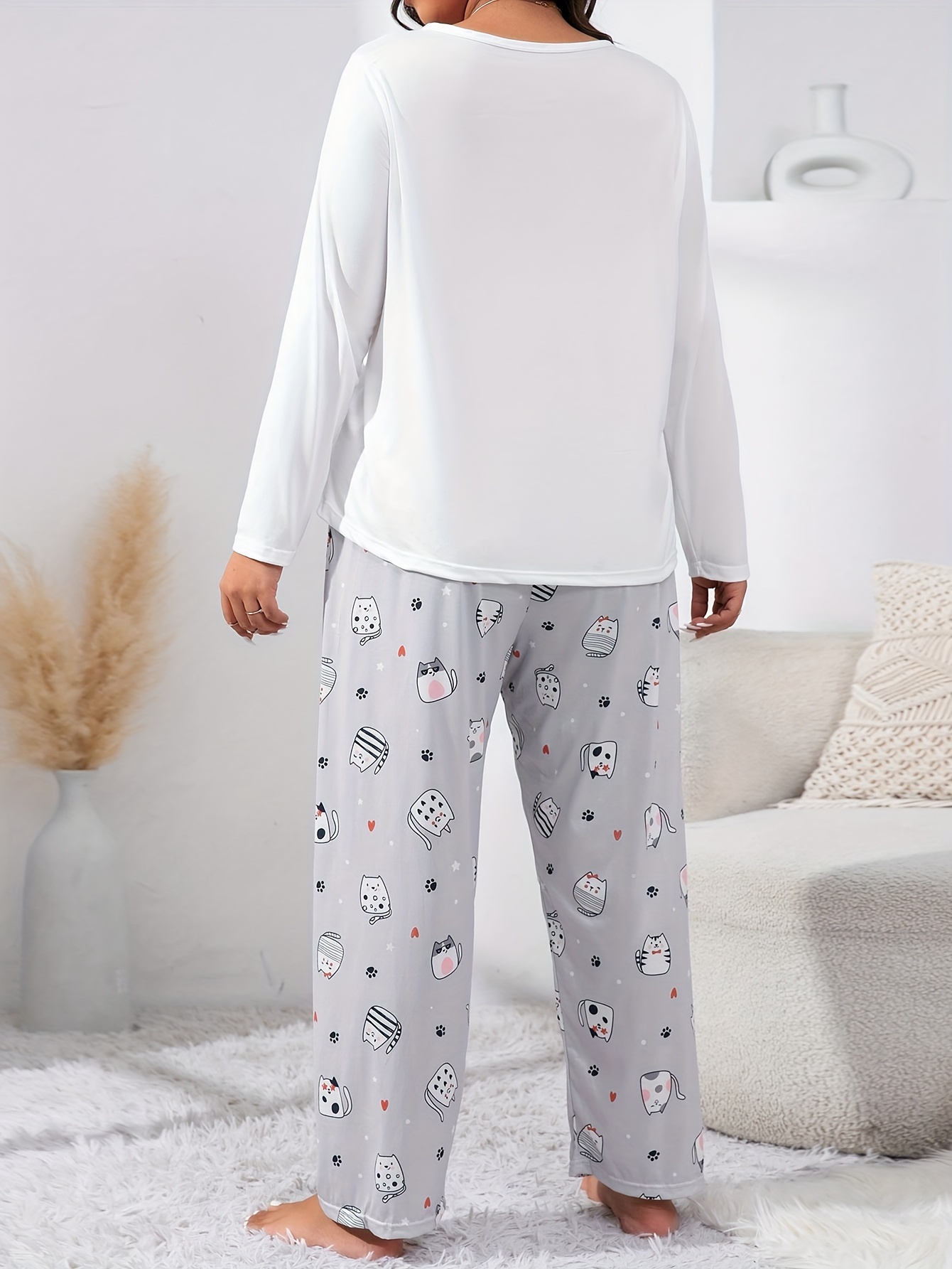 plus size women's stylish comfortable knitted loungewear set