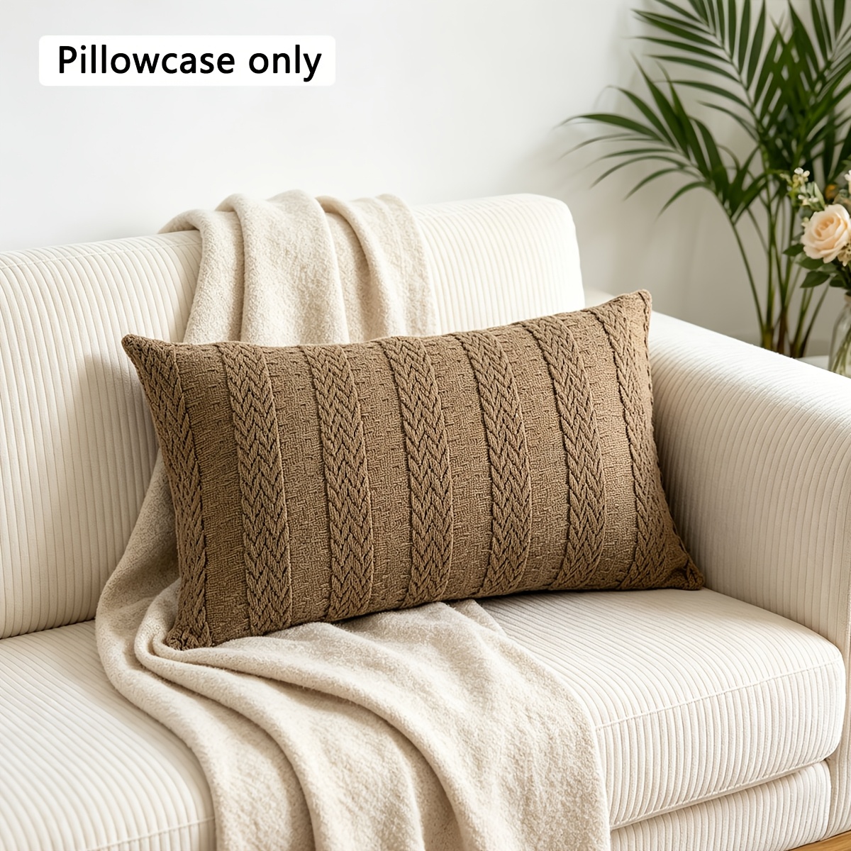 TEMU 1pc Pillowcase, Pillow Core Not Included, 3d Textured And Layered, Breathable And Skin-friendly Material, Comfortable And Durable, Fits Square