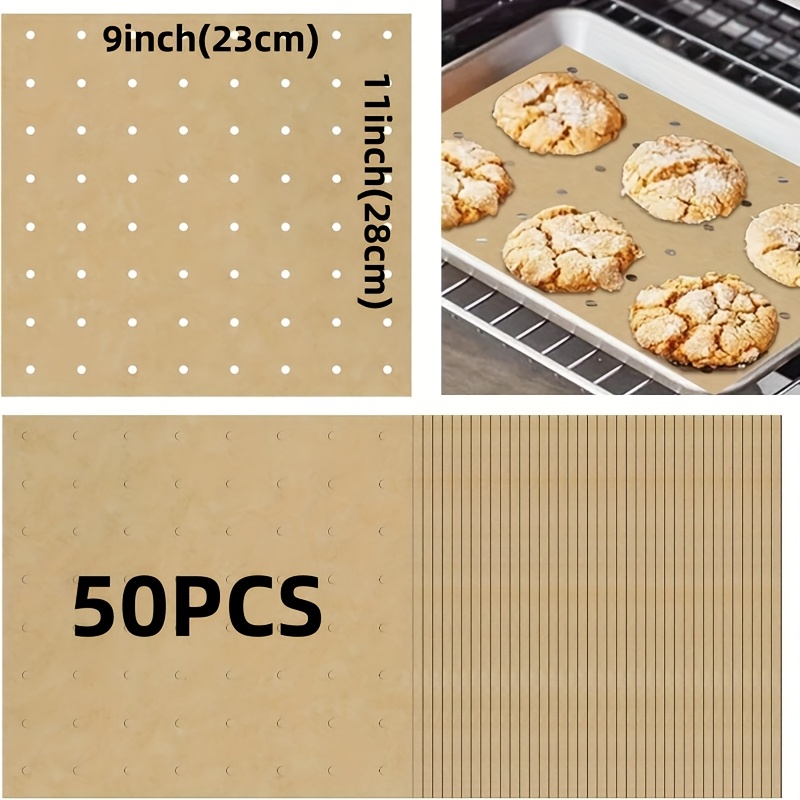 TEMU 50/100pcs Air Fryer Oven Liners 11 X 12inch / 9 X 12inch Disposable Air Fryer Parchment Paper Liners Rectangle Non Stick Parchment Baking Paper