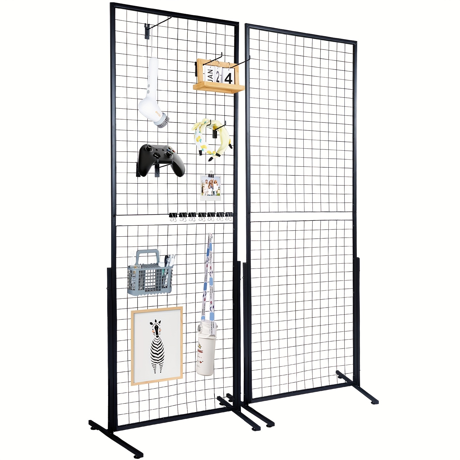 

2' X 5.6' Grid Wall Panels Tower, 2 Packs Wire Display Racks With Floorstanding