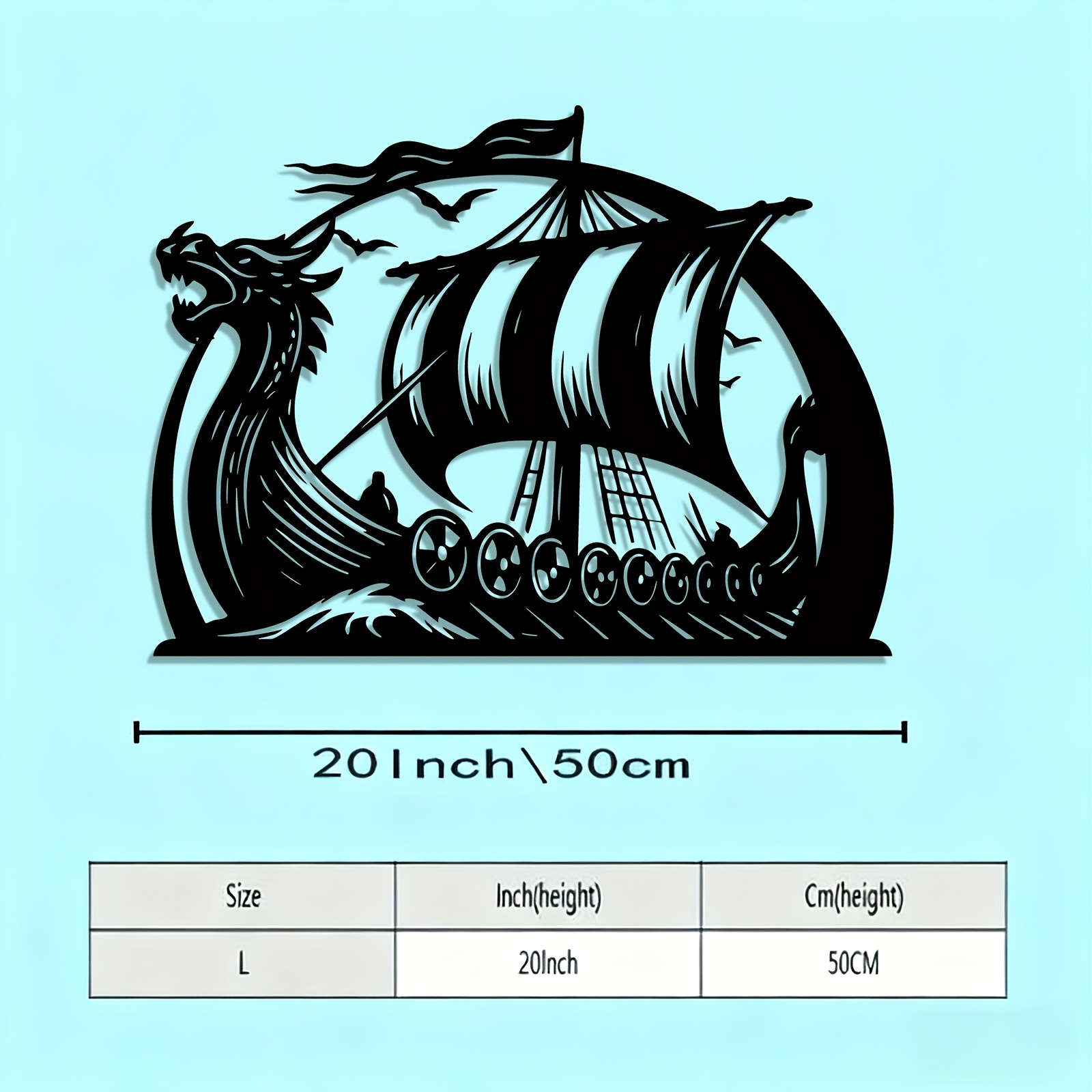 TEMU 1pc Metal Wall Sculpture - Modern Norse Ship Statue, Rust-resistant Iron Boat For Indoor/outdoor, For Norse History , Christmas/easter/halloween