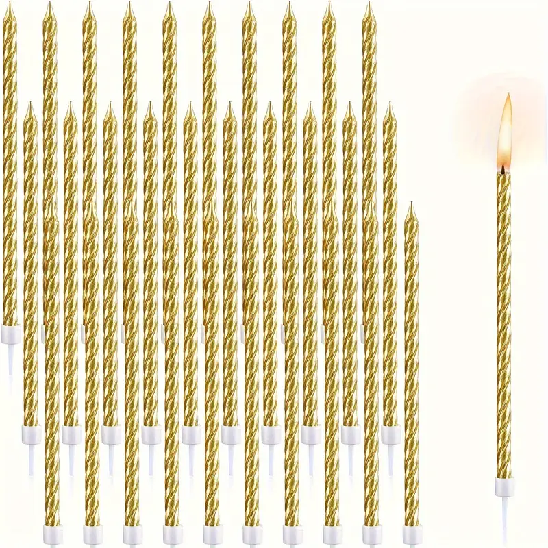 Candele Compleanno Metalliche 48 Pezzi - Spirale Oro | Senza Fumo E Atossiche | Per Torte E Feste - Foto 7
