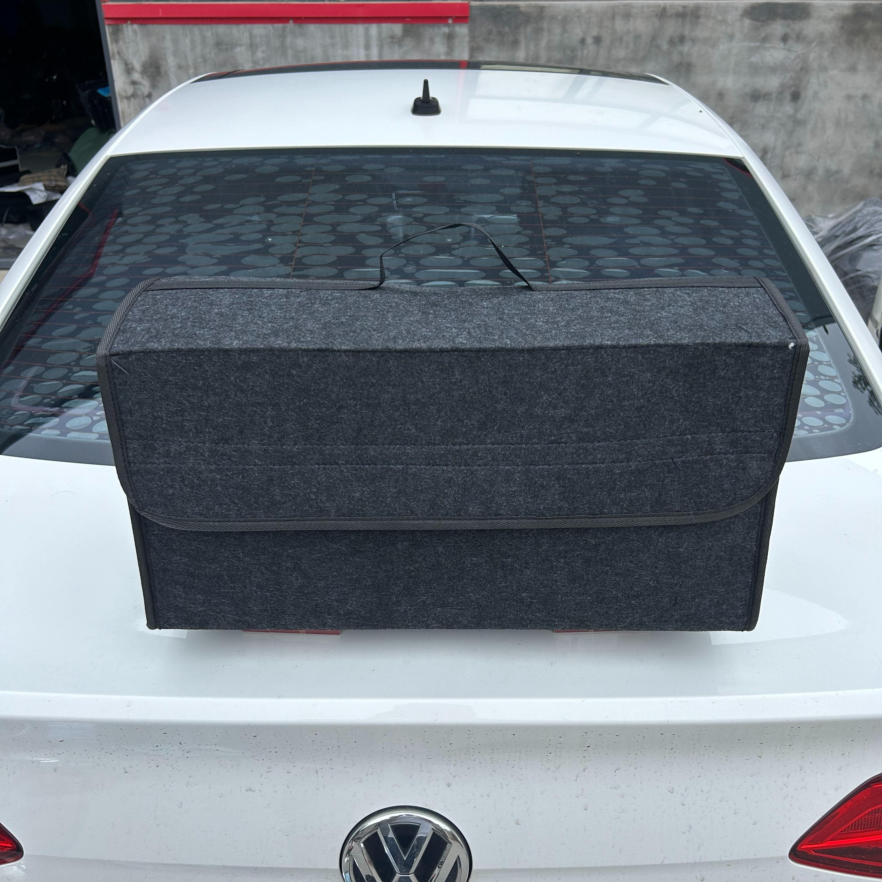 

1pc Car Storage Box, Portable, Foldable Car Trunk Organizer, Felt Cloth Storage Box, Car Interior Tidying Container, Car Organizer