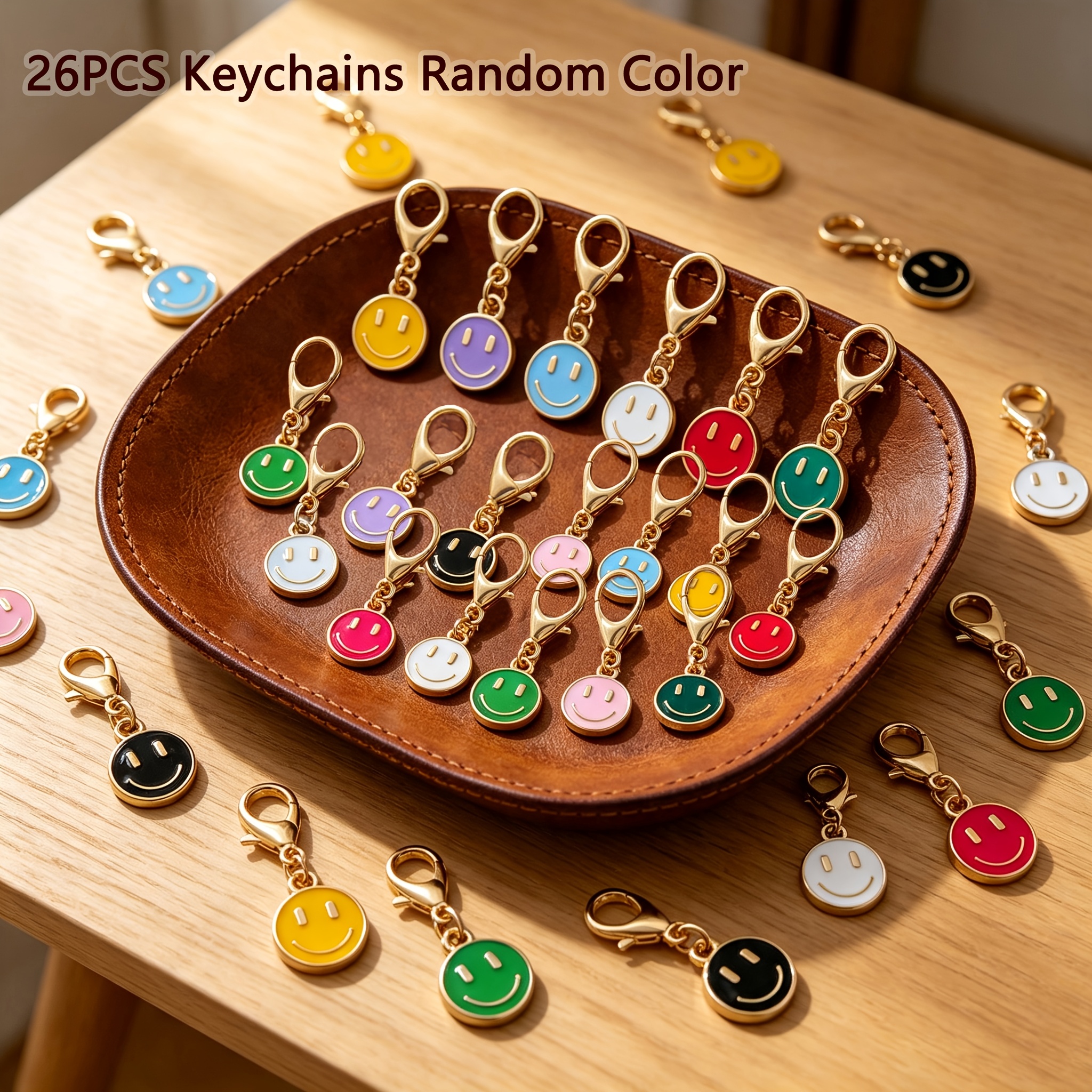 TEMU 26pcs Cute Oil Keychains, Random Mixed Styles, Lobster Clasp Earphone Bag Hooks, Car Key Pendant And Gift, Party Keyring Gift Bag Halloween